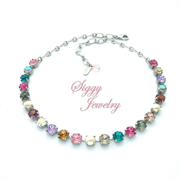 Swarovski Crystal and Pearls Colorful Necklace - Picture 3 of 8